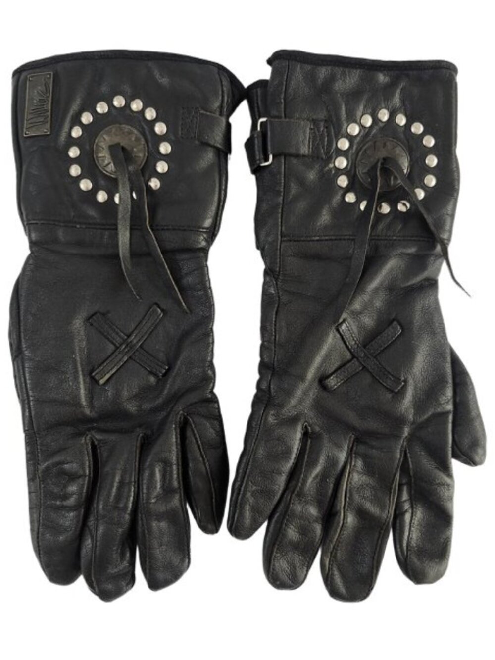 Vintage Harley Davidson Willie G Leather Motorcycle Gloves Studded Gauntlet Med